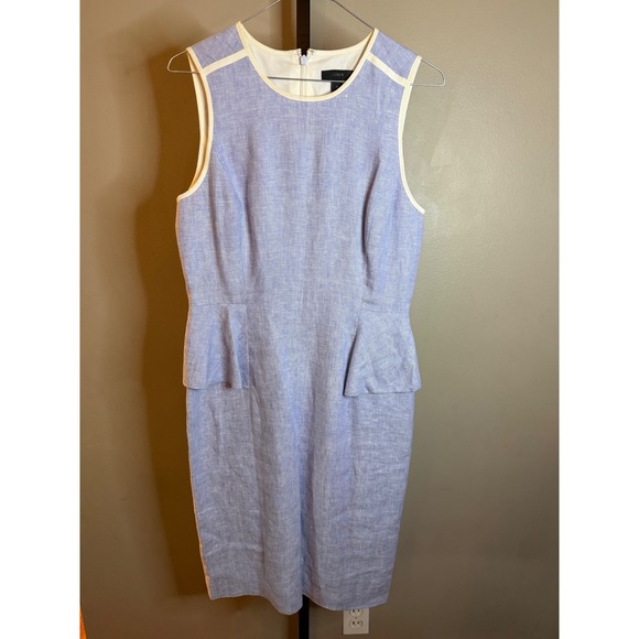 J. Crew Factory Dresses & Skirts - J.Crew Womens Blue Linen Peplum Sheath Dress Sleeveless Size 4 RN77388